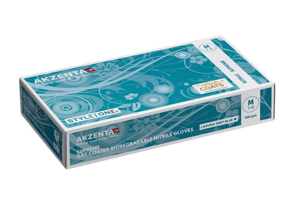 AKZENTA nitrilové rukavice COATS + BIO - tyrkysové