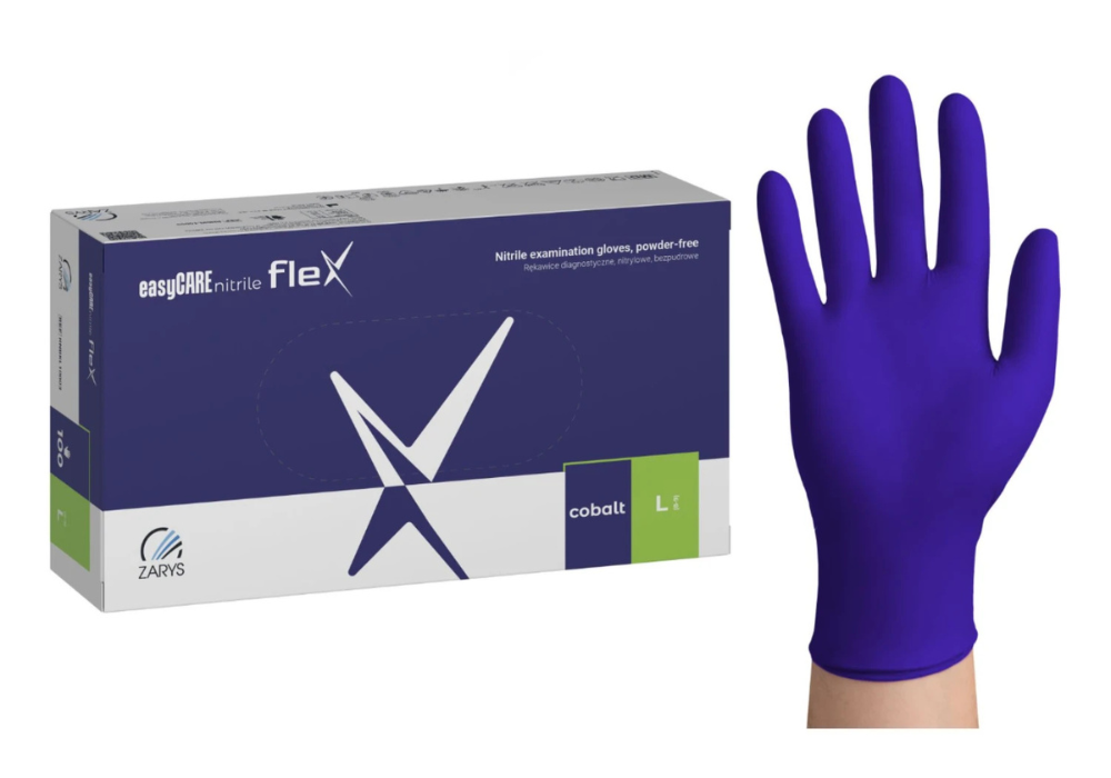 easyCare nitrilové rukavice FLEX - kobaltová modř